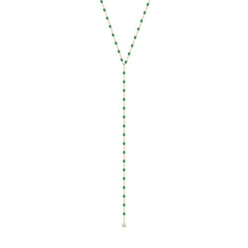 Gigi Clozeau - Mini Gigi Y Party Emerald necklace, Yellow Gold, 19.7