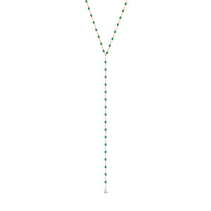 Gigi Clozeau - Mini Gigi Y Party Emerald necklace, Yellow Gold, 19.7"