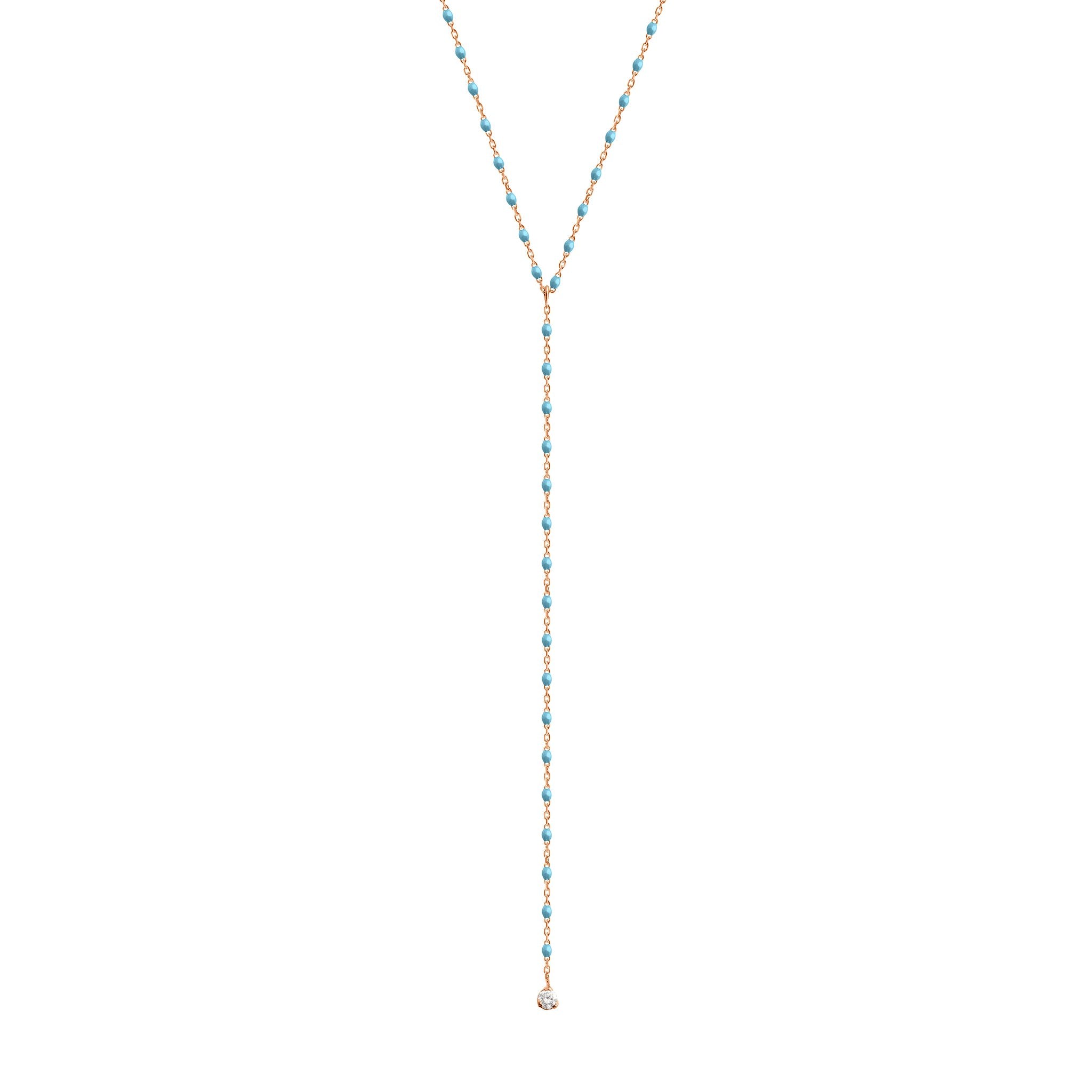 Gigi Clozeau - Mini Gigi Y Party Turquoise necklace, Rose Gold, 19.7"