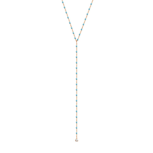 Gigi Clozeau - Mini Gigi Y Party Turquoise necklace, Rose Gold, 19.7