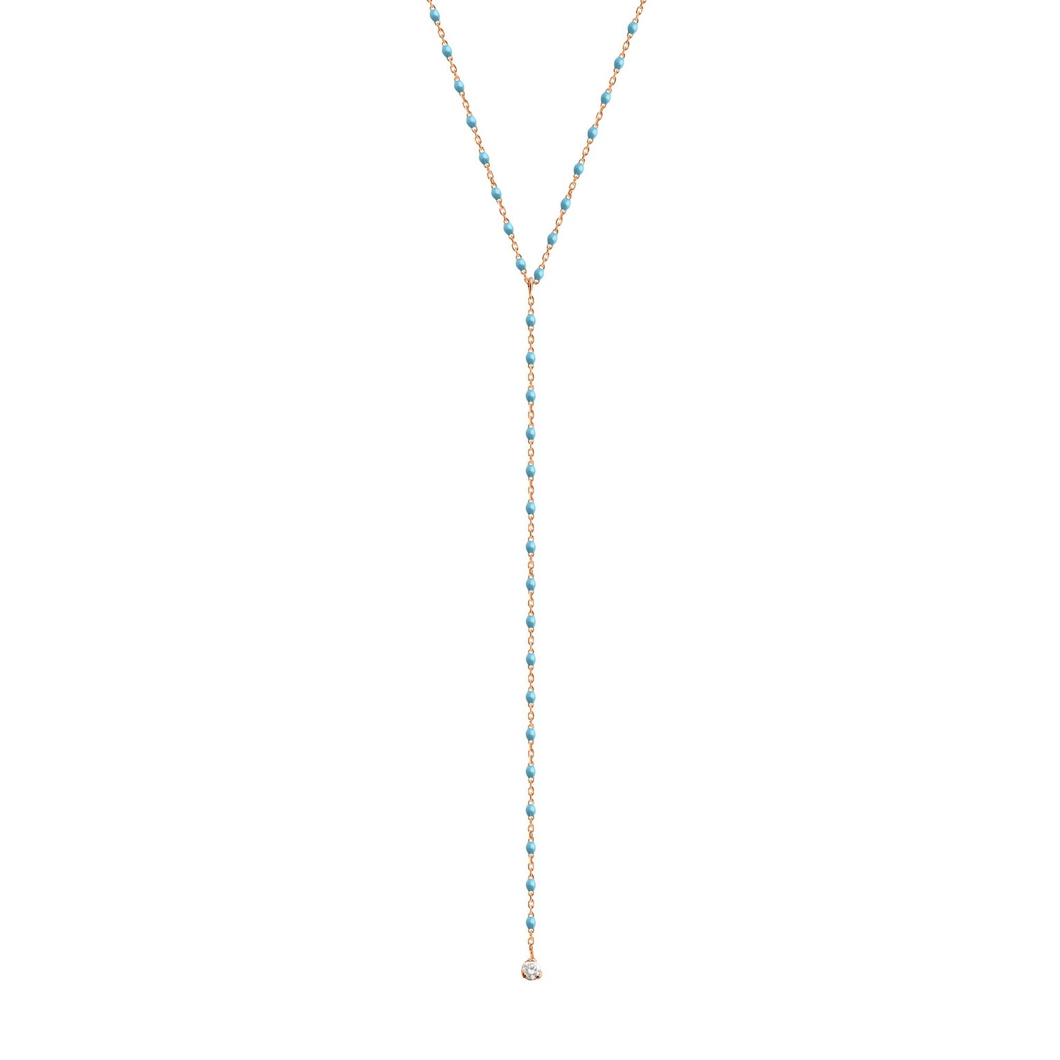 Gigi Clozeau - Mini Gigi Y Party Turquoise necklace, Rose Gold, 19.7"