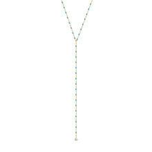 Gigi Clozeau - Mini Gigi Y Party Turquoise necklace, Yellow Gold, 19.7"
