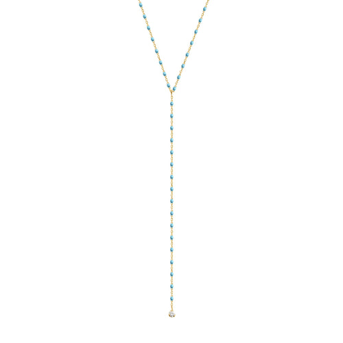Gigi Clozeau - Mini Gigi Y Party Turquoise necklace, Yellow Gold, 19.7