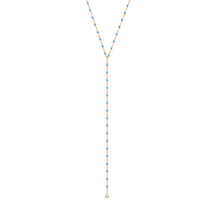Gigi Clozeau - Mini Gigi Y Party Turquoise necklace, Yellow Gold, 19.7"