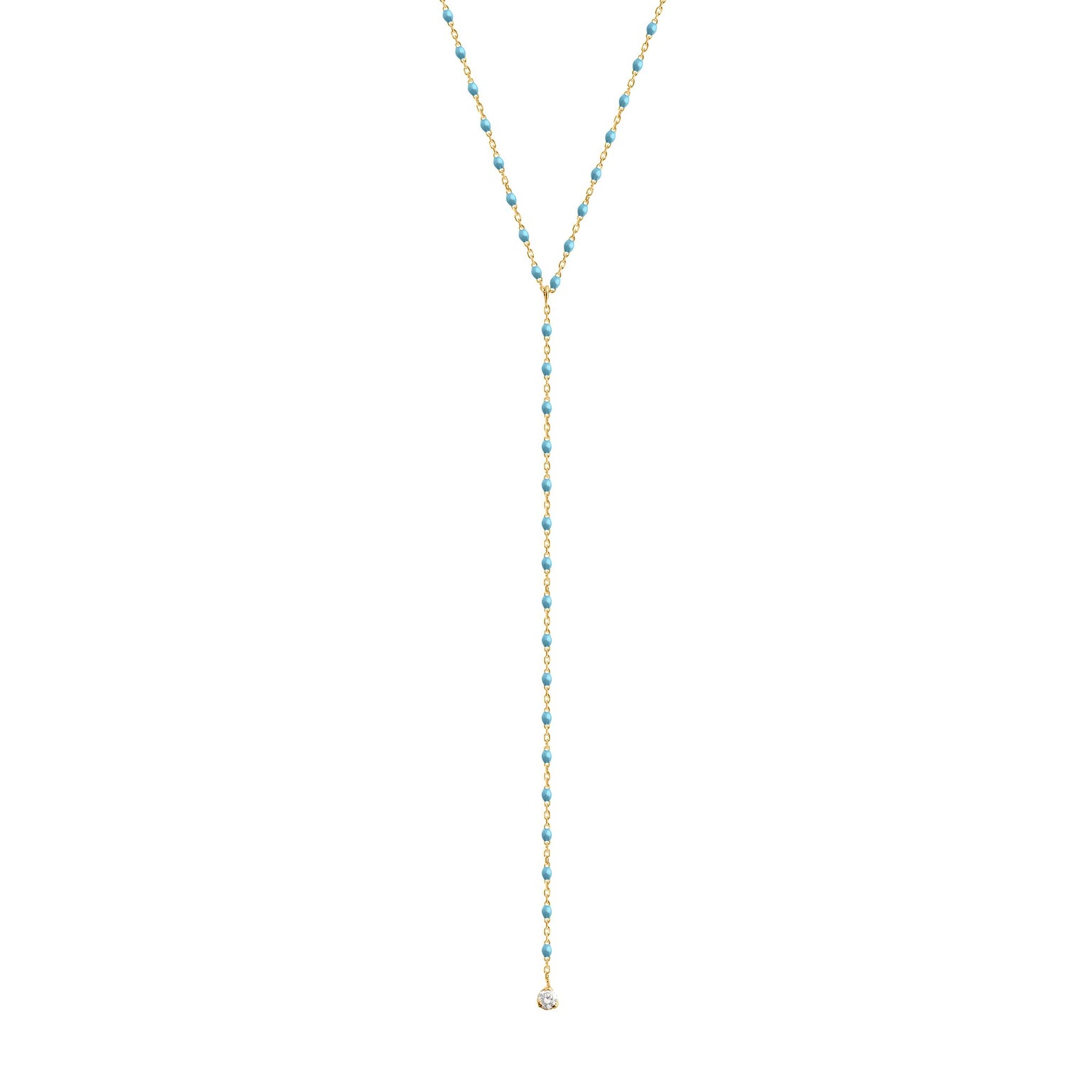 Gigi Clozeau - Mini Gigi Y Party Turquoise necklace, Yellow Gold, 19.7"