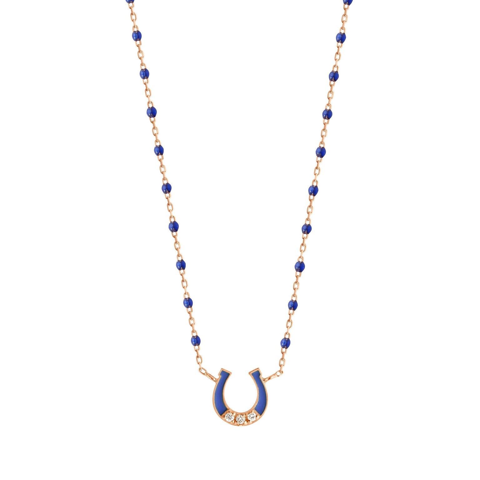DIFFERENT NECKLACE PREMIUM　53cm ジョージ Mini Horseshoe Diamond Lapis necklace, Rose Gold, 16.5