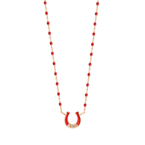 Gigi Clozeau - Mini Horseshoe Diamond Poppy necklace, Rose Gold, 16.5