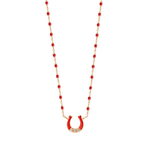 Gigi Clozeau - Mini Horseshoe Diamond Poppy necklace, Rose Gold, 16.5"