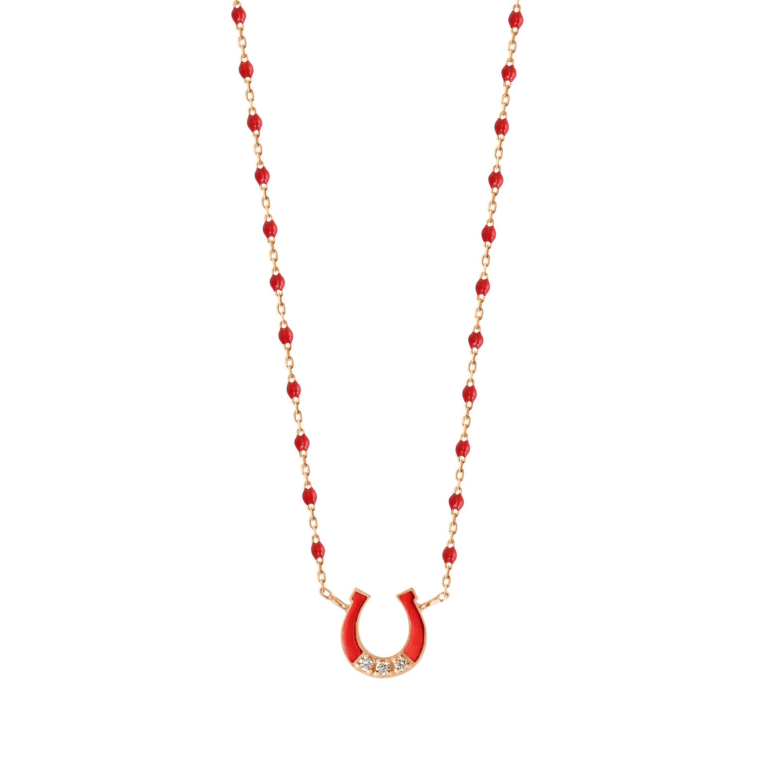 Gigi Clozeau - Mini Horseshoe Diamond Poppy necklace, Rose Gold, 16.5"