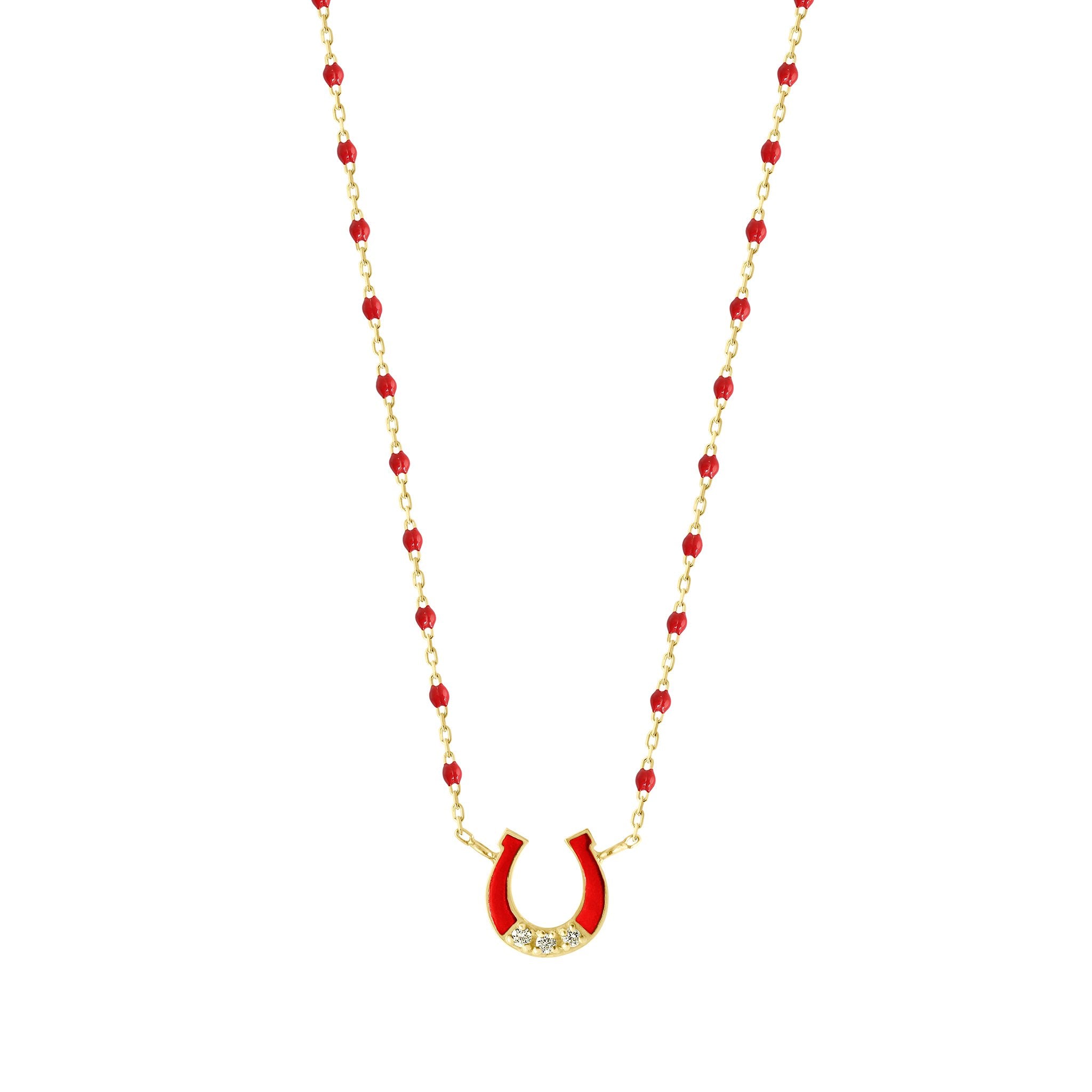 Gigi Clozeau - Mini Horseshoe Diamond Poppy necklace, Yellow Gold, 16.5"