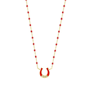 Gigi Clozeau - Mini Horseshoe Diamond Poppy necklace, Yellow Gold, 16.5"