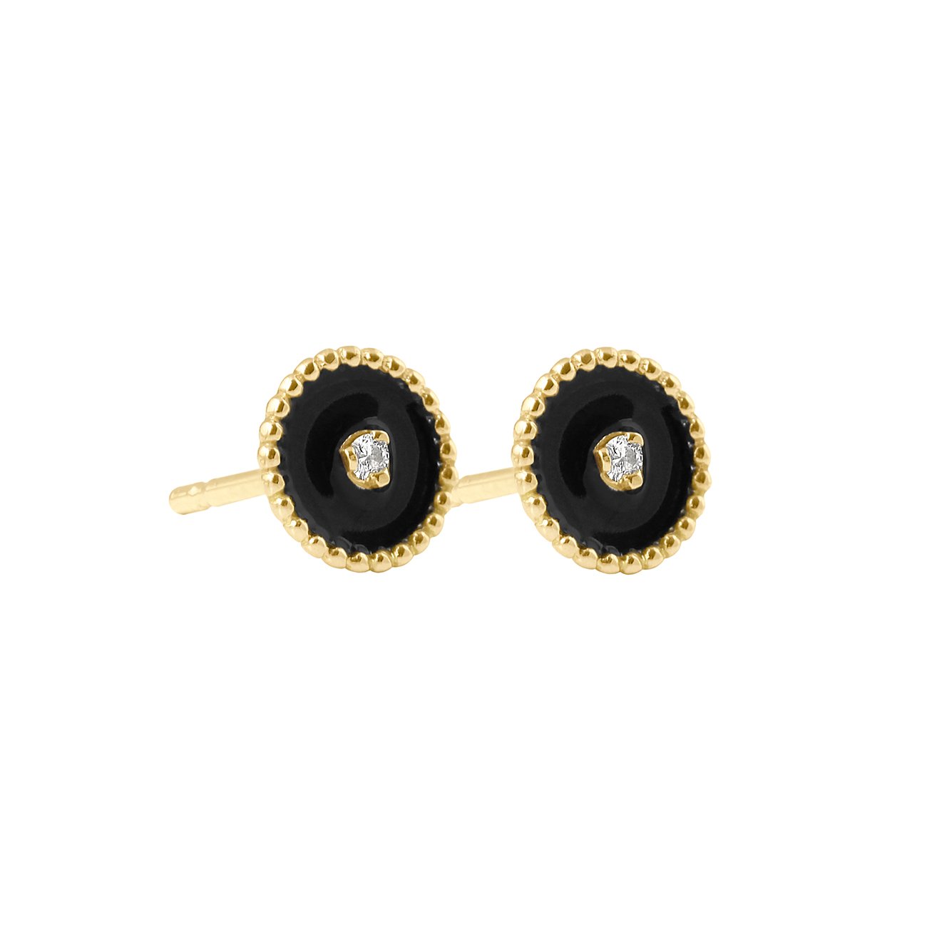 Gigi Clozeau - North Star, diamond Black resin earrings, Yellow Gold