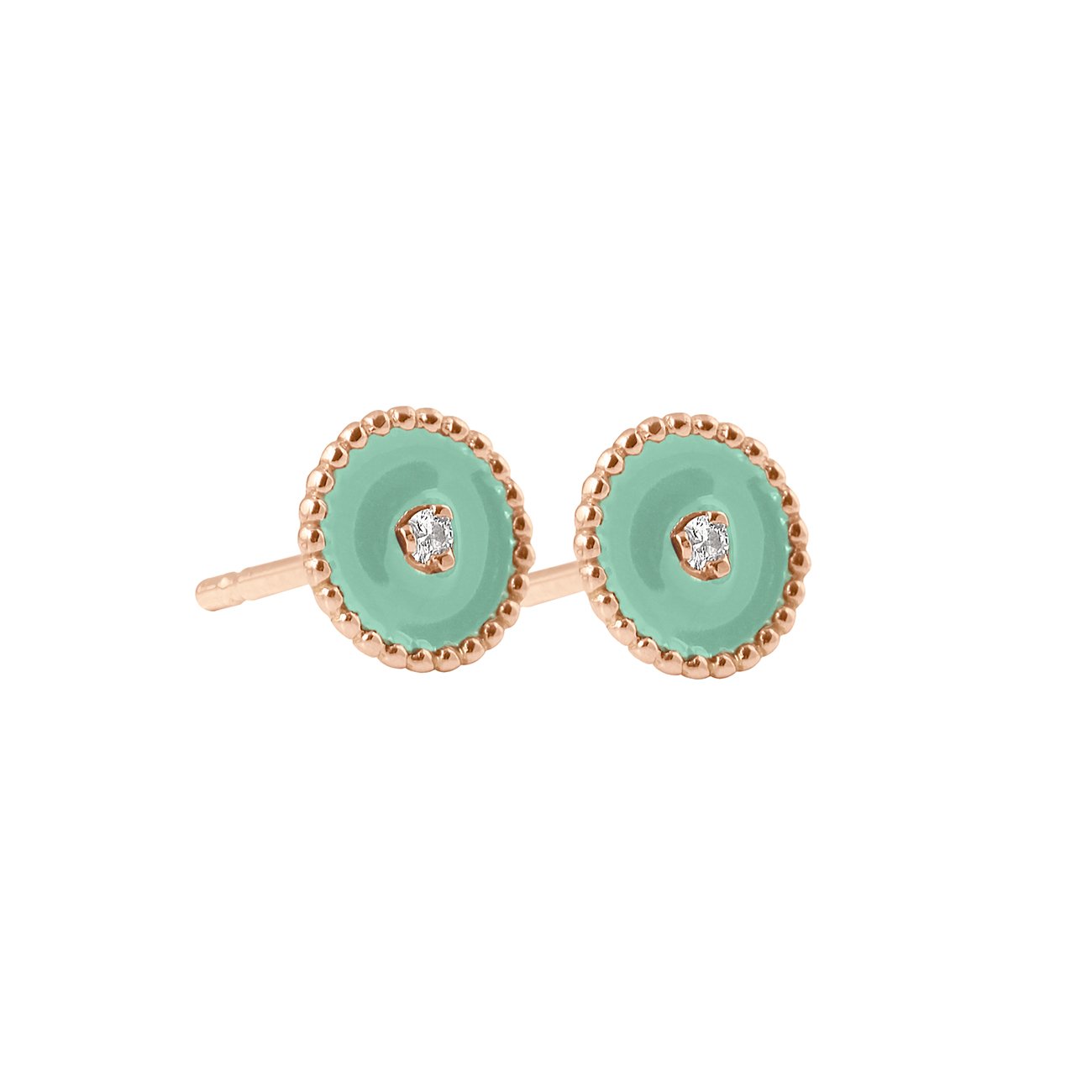 Gigi Clozeau - North Star, diamond Jade resin earrings, Rose Gold