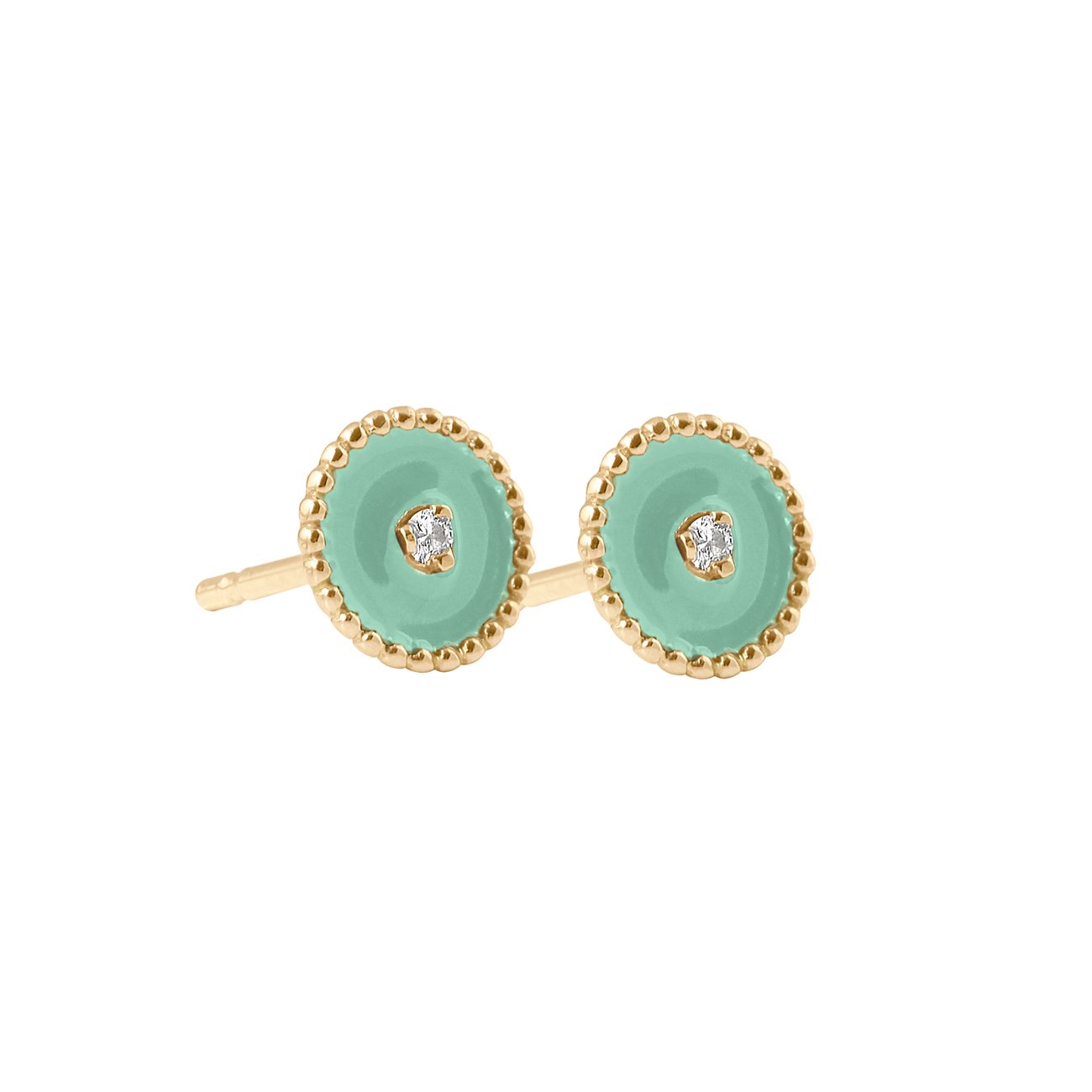 Gigi Clozeau - North Star, diamond Jade resin earrings, Yellow Gold