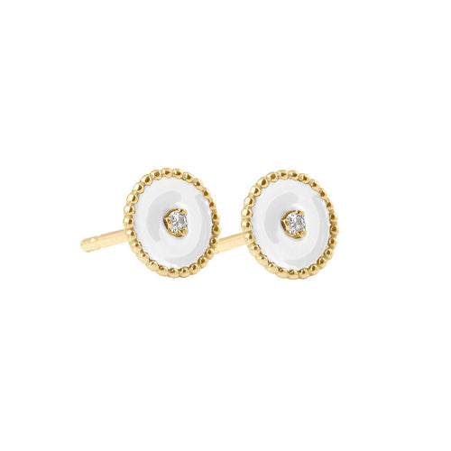 Gigi Clozeau - North Star, diamond White resin earrings, Yellow Gold