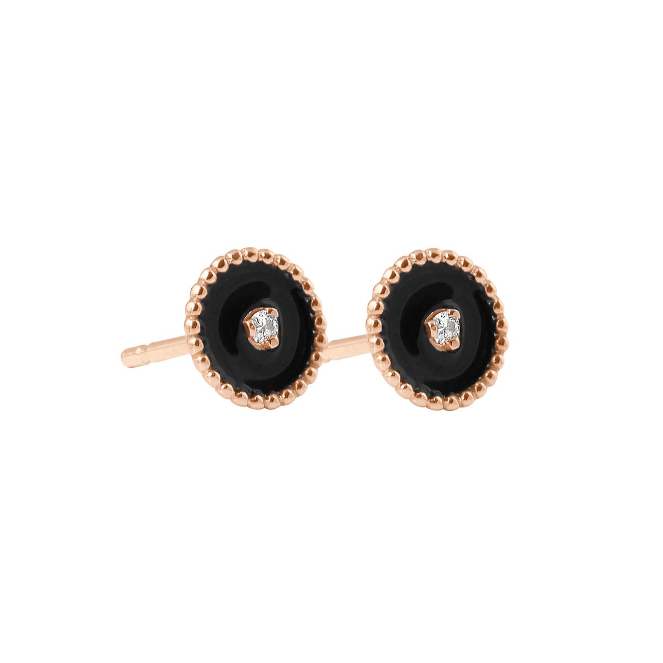 Gigi Clozeau - North Star, diamond Black resin earrings, Rose Gold