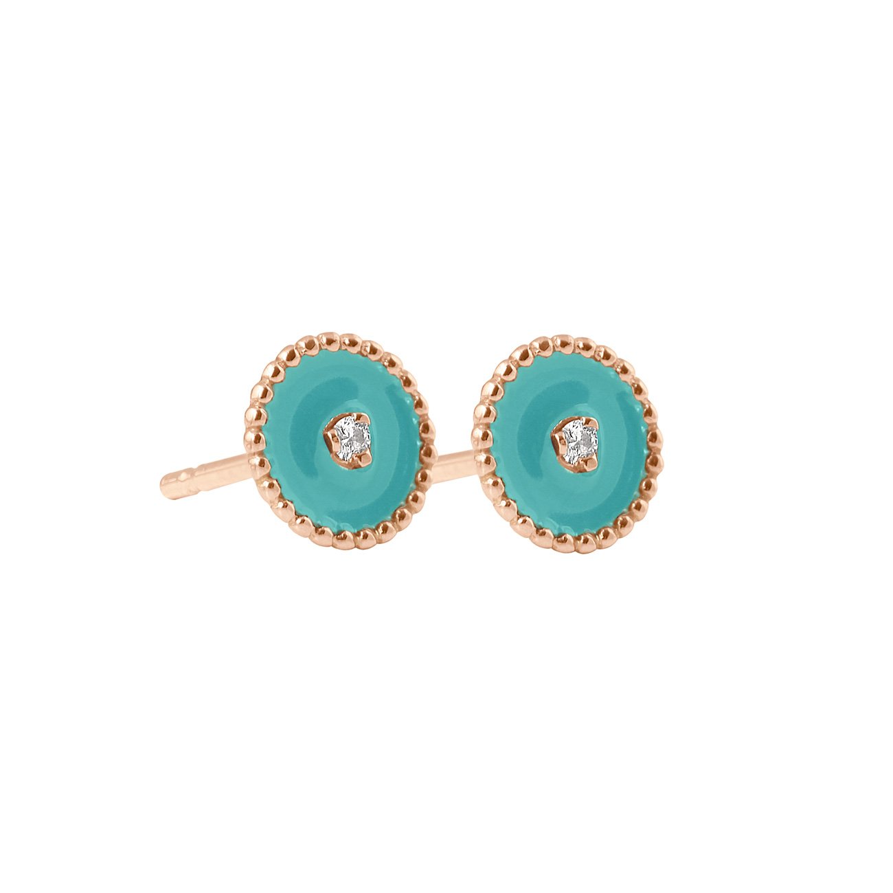 Gigi Clozeau - North Star, diamond Turquoise Green resin earrings, Rose Gold