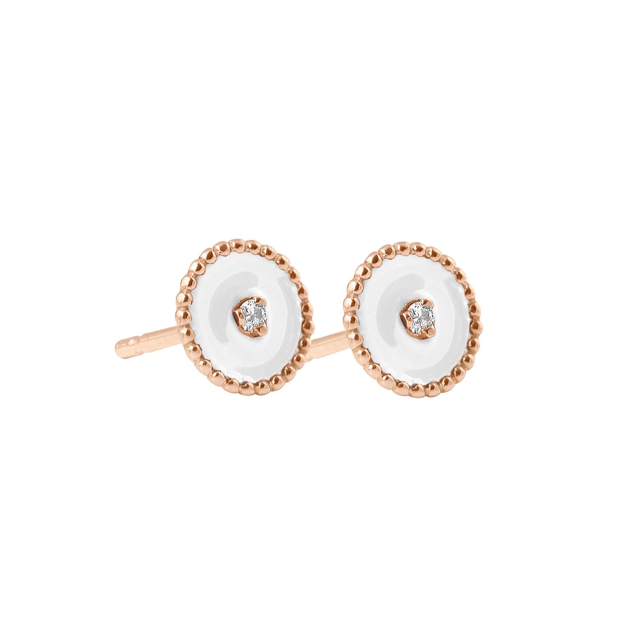 Gigi Clozeau - North Star, diamond White resin earrings, Rose Gold