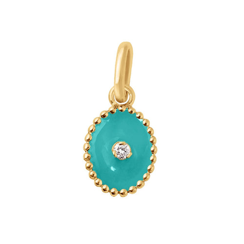 Gigi Clozeau - North Star Turquoise Green resin pendant, Yellow Gold