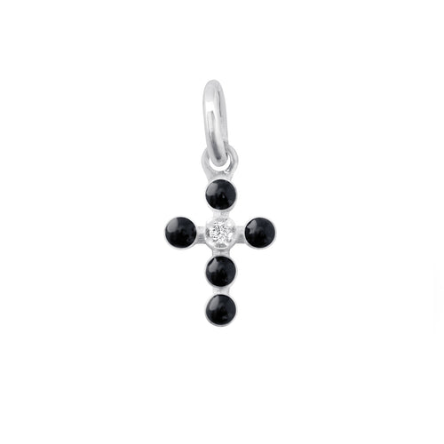 Gigi Clozeau - Pearled Cross Diamond Pendant, Black, White Gold