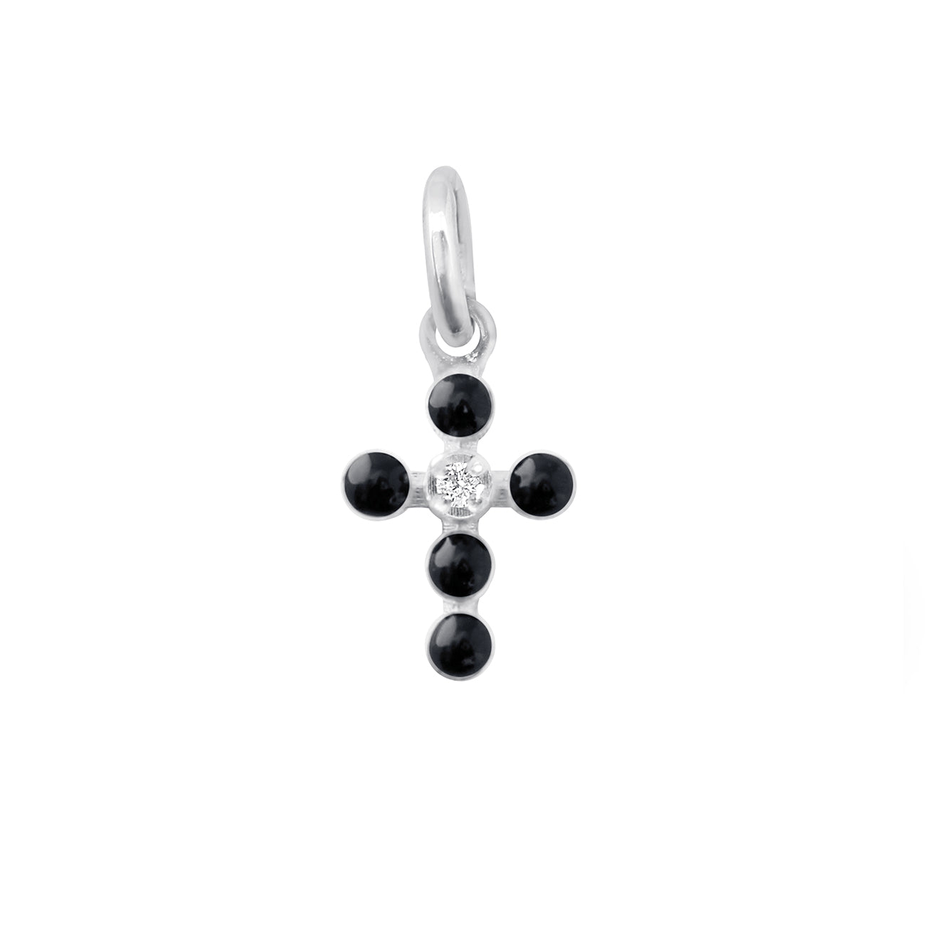 Gigi Clozeau - Pearled Cross Diamond Pendant, Black, White Gold