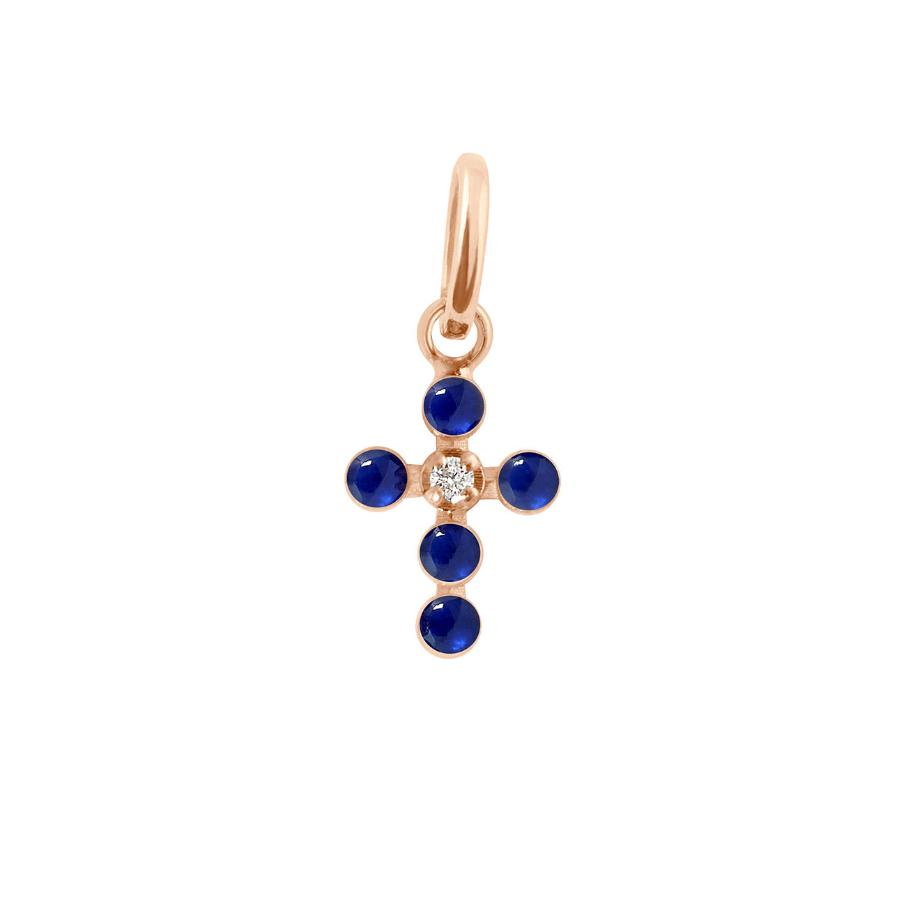 Gigi Clozeau - Pearled Cross Diamond Pendant, Lapis, Rose Gold