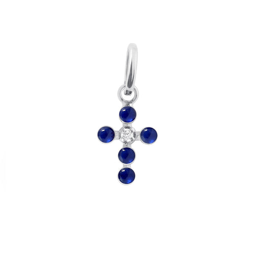 Gigi Clozeau - Pearled Cross Diamond Pendant, Lapis, White Gold