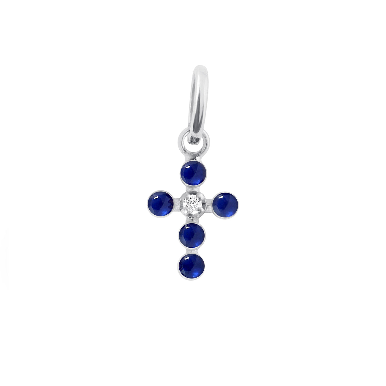 Gigi Clozeau - Pearled Cross Diamond Pendant, Lapis, White Gold