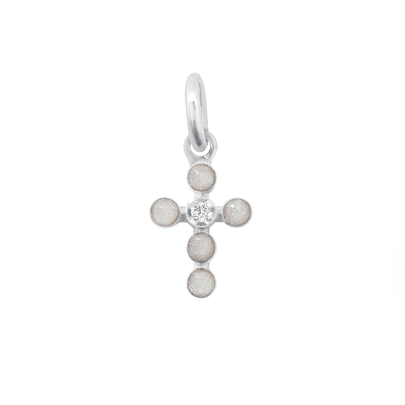 Gigi Clozeau - Pearled Cross Diamond Pendant, Opal, White Gold