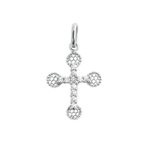 Gigi Clozeau - Petite Lace Cross diamond pendant, White Gold