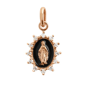 Gigi Clozeau - Petite Madone Supreme Black resin diamond pendant, Rose Gold