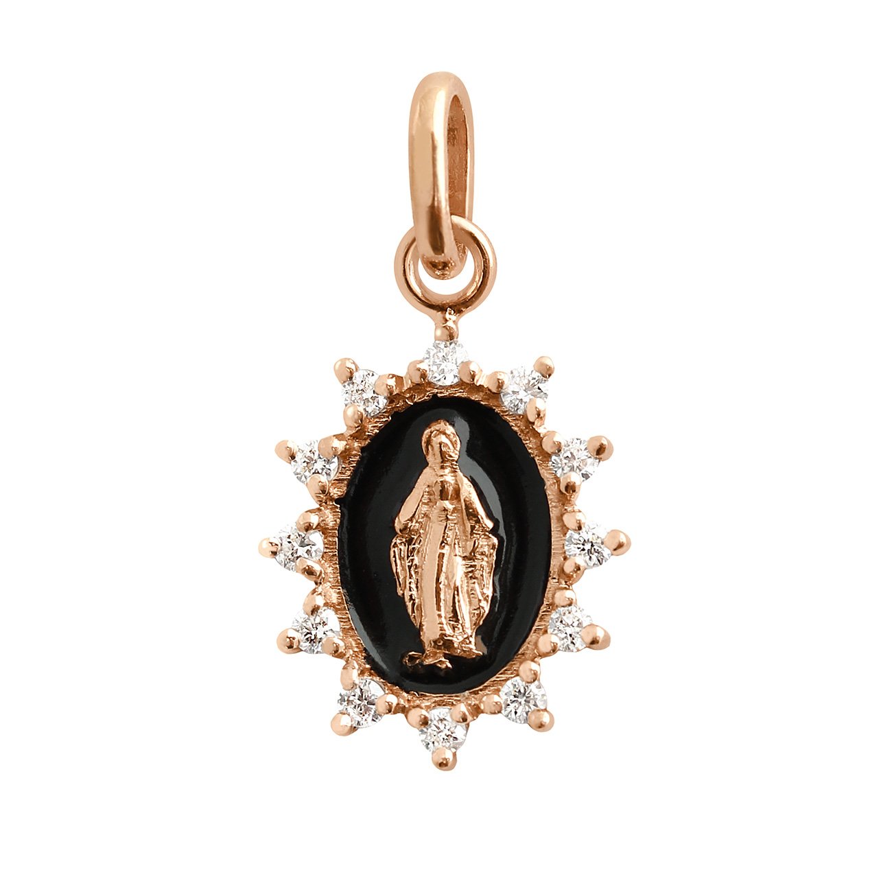 Gigi Clozeau - Petite Madone Supreme Black resin diamond pendant, Rose Gold