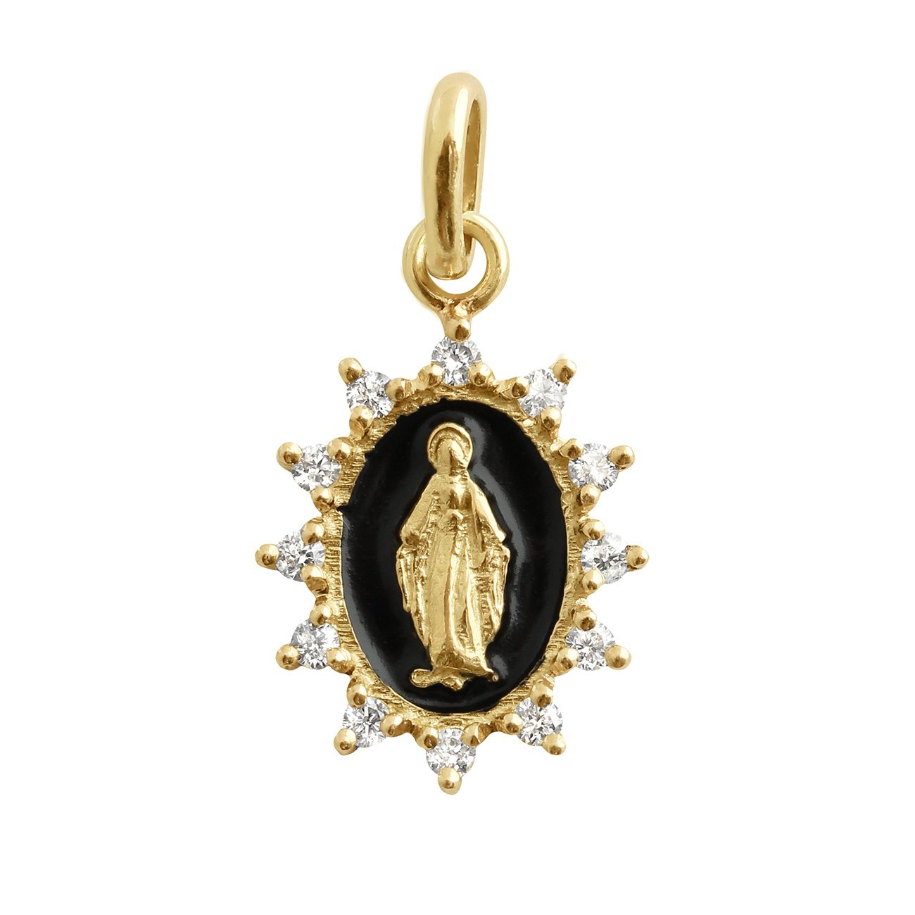 Gigi Clozeau - Petite Madone Supreme Black resin diamond pendant, Yellow Gold