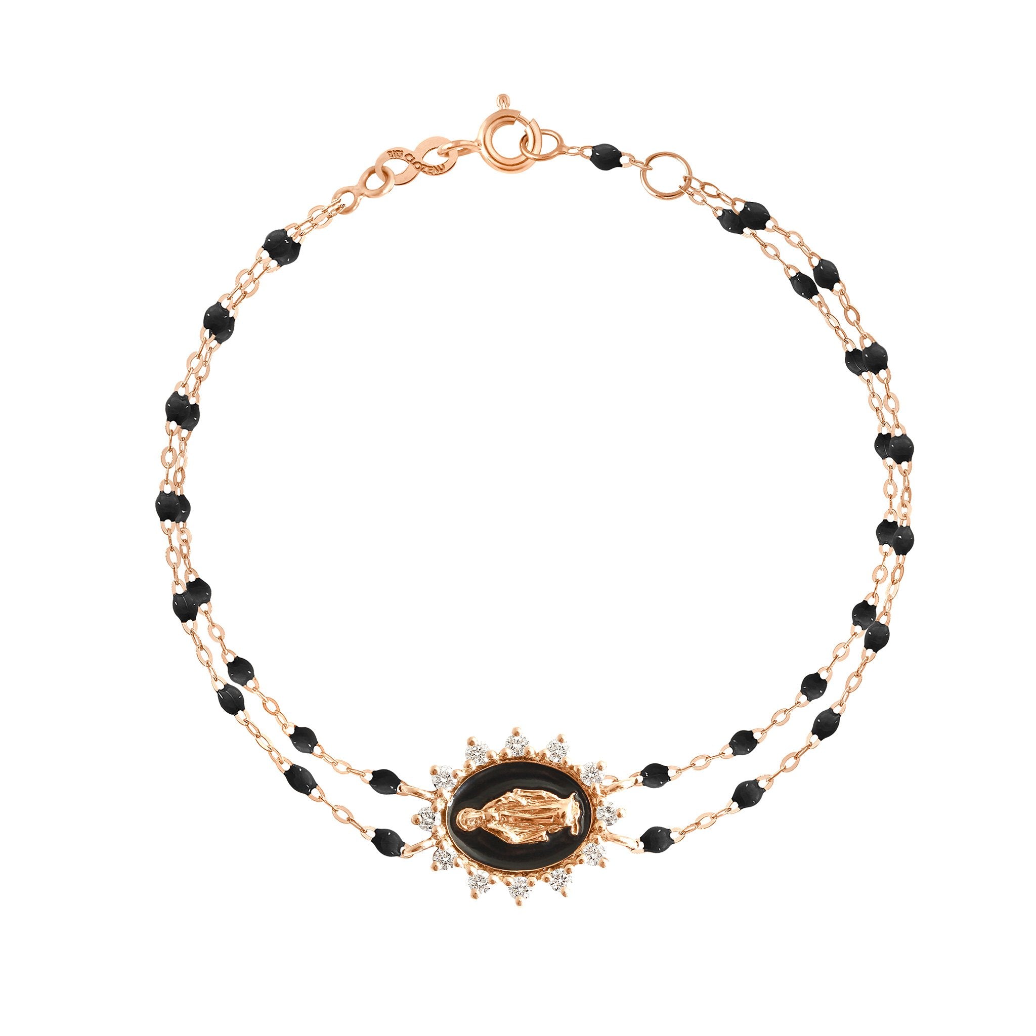 Madone Supreme Black diamond bracelet, Rose Gold, 6.7
