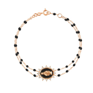 Gigi Clozeau - Madone Supreme Black diamond bracelet, Rose Gold, 6.7"