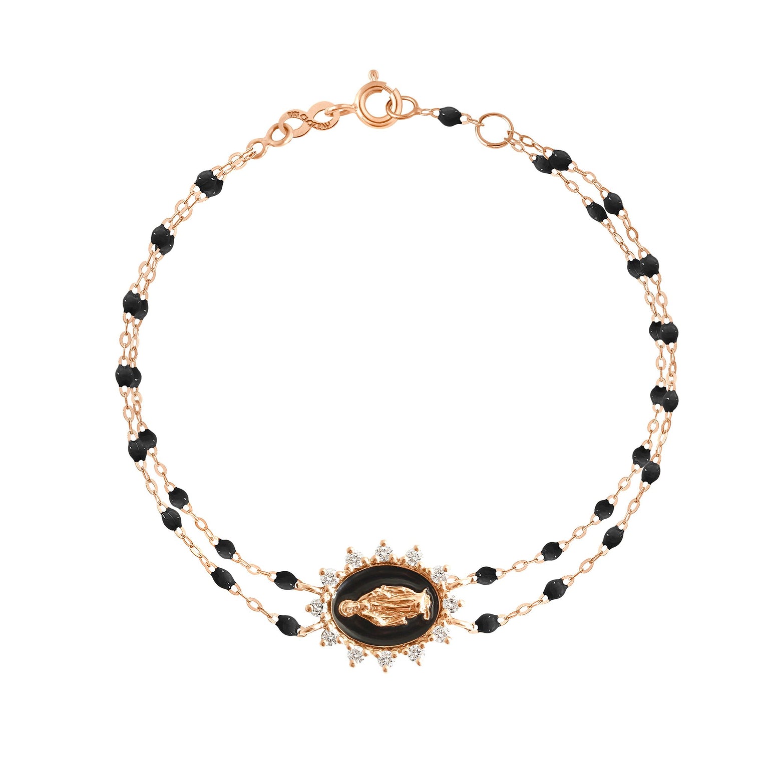 Gigi Clozeau - Madone Supreme Black diamond bracelet, Rose Gold, 6.7"