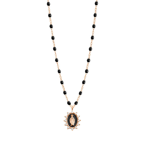 Gigi Clozeau - Petite Madone Supreme Black diamond necklace, Rose Gold, 16.5
