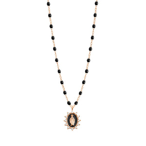 Gigi Clozeau - Petite Madone Supreme Black diamond necklace, Rose Gold, 16.5"