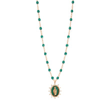 Gigi Clozeau - Petite Madone Supreme Emerald diamond necklace, Rose Gold, 16.5"
