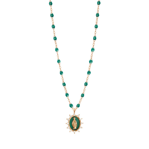 Gigi Clozeau - Petite Madone Supreme Emerald diamond necklace, Rose Gold, 16.5