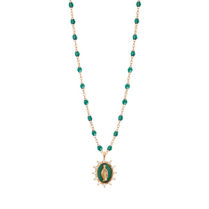 Gigi Clozeau - Petite Madone Supreme Emerald diamond necklace, Rose Gold, 16.5"