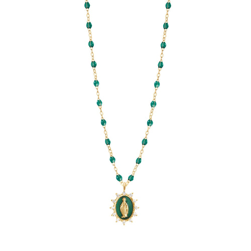Gigi Clozeau - Petite Madone Supreme Emerald diamond necklace, Yellow Gold, 16.5