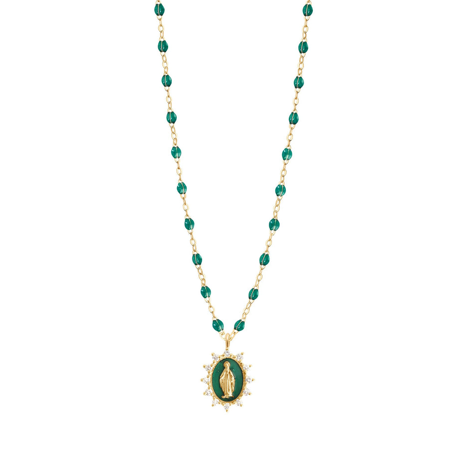 Gigi Clozeau - Petite Madone Supreme Emerald diamond necklace, Yellow Gold, 16.5
