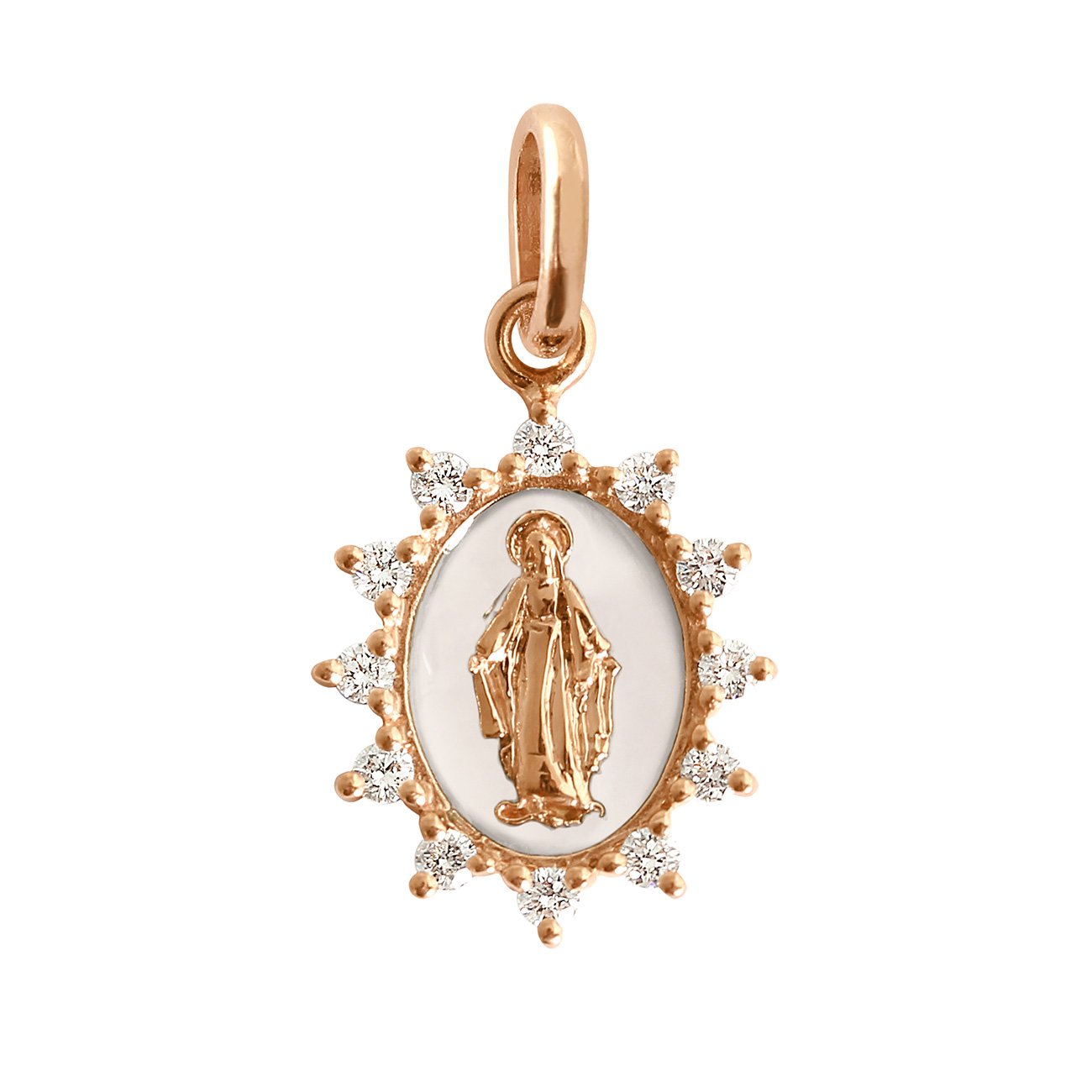 Gigi Clozeau - Petite Madone Supreme White resin diamond pendant, Rose Gold