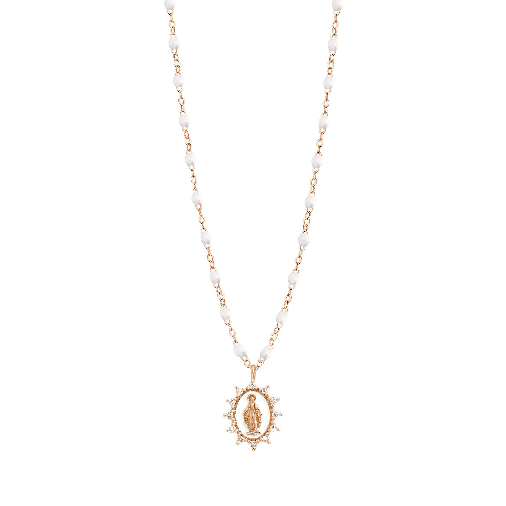 Gigi Clozeau - Petite Madone Supreme White diamond necklace, Rose Gold, 16.5"