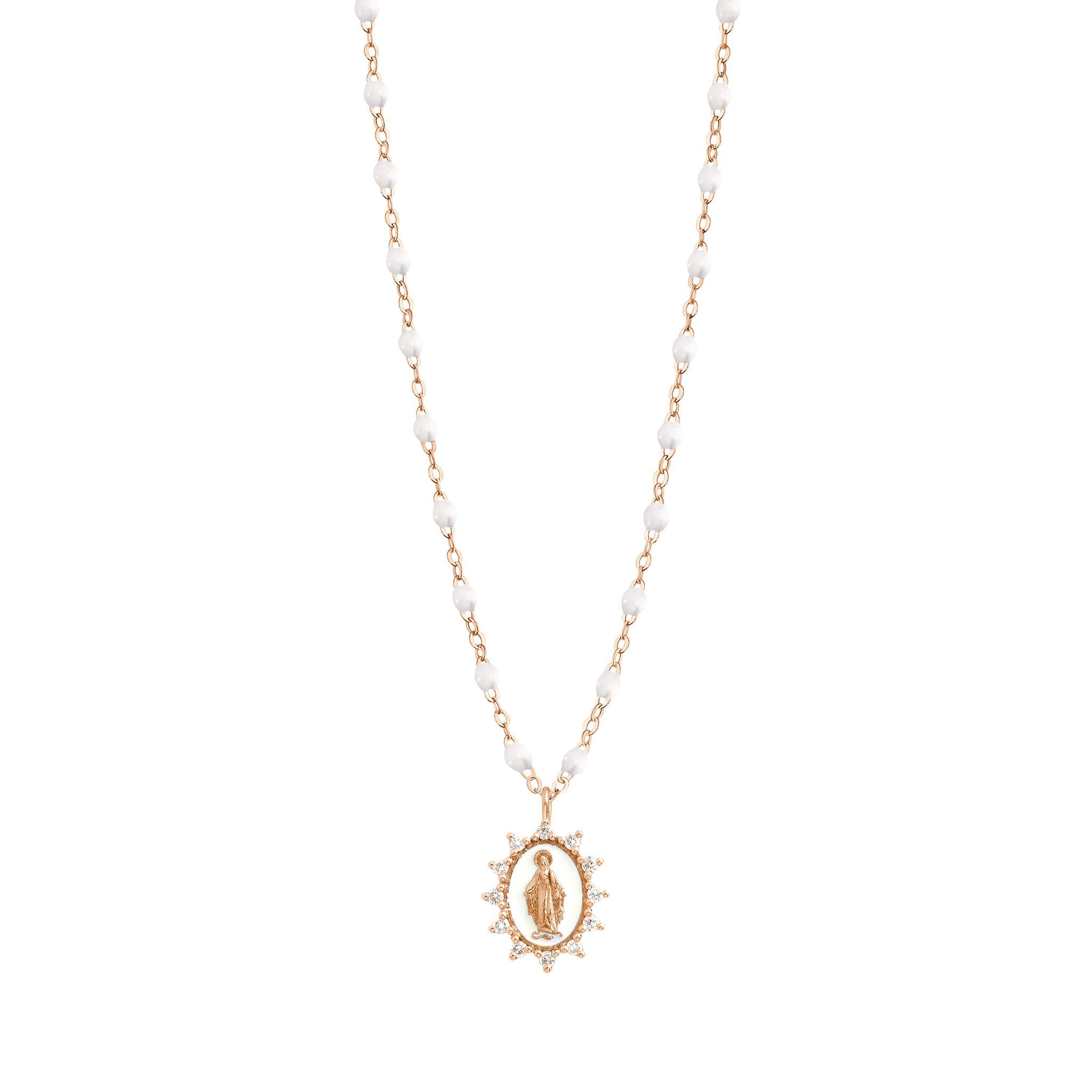Gigi Clozeau - Petite Madone Supreme White diamond necklace, Rose Gold, 16.5"