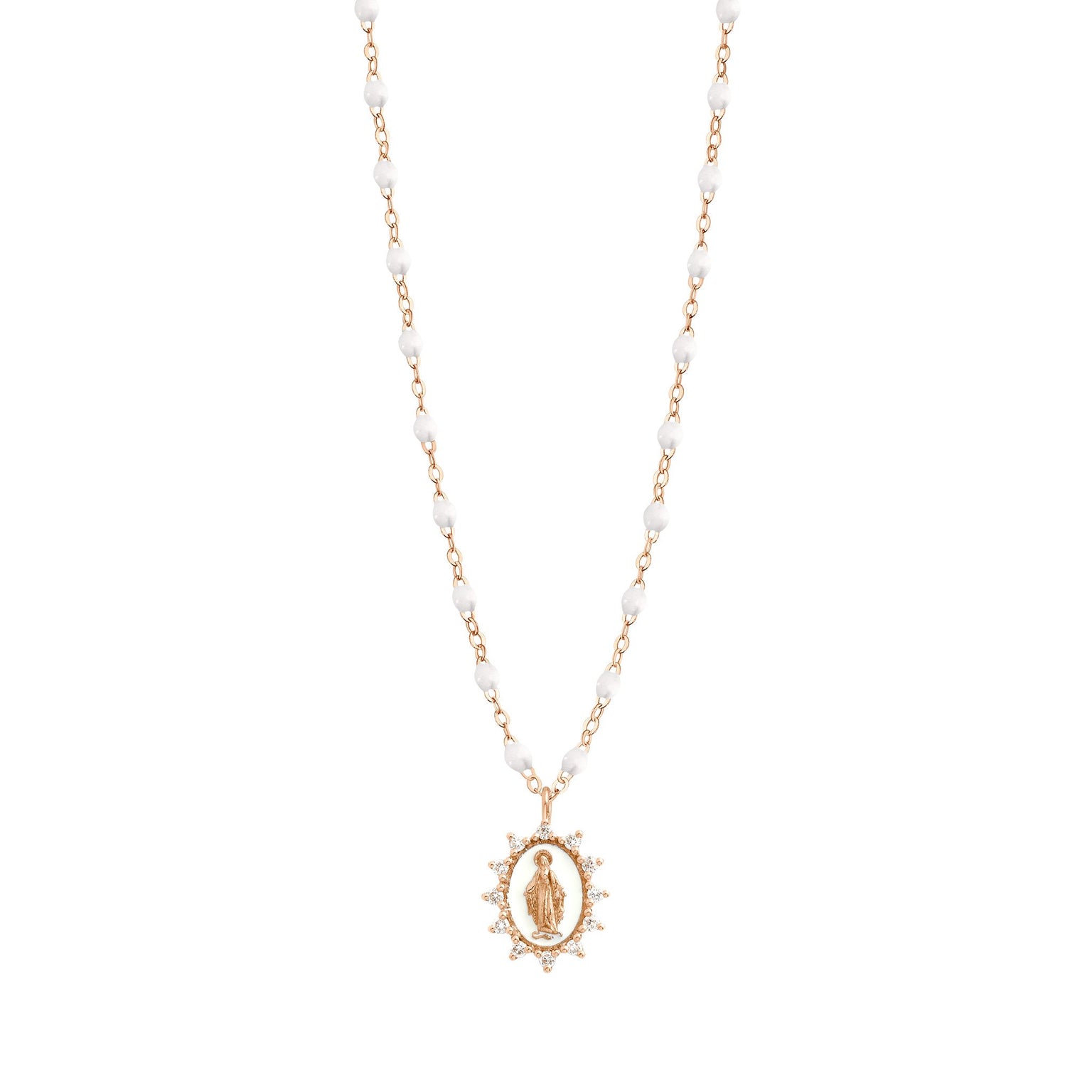 Gigi Clozeau - Petite Madone Supreme White diamond necklace, Rose Gold, 16.5"