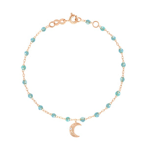 Gigi Clozeau - Petite Moon Classic Gigi Aqua diamond bracelet, Rose Gold, 6.7"