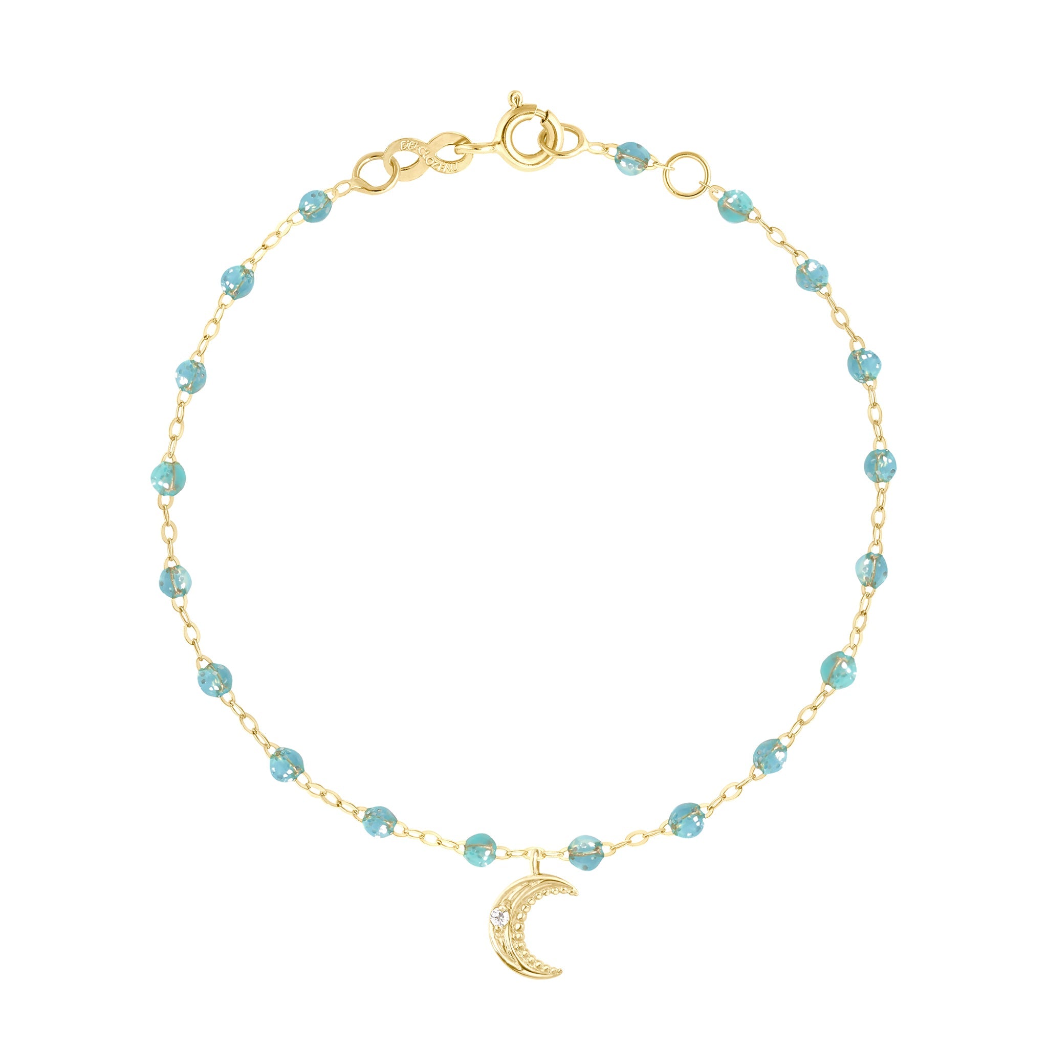 Gigi Clozeau - Petite Moon Classic Gigi Aqua diamond bracelet, Yellow Gold, 6.7"