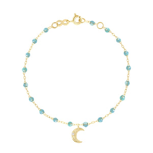 Gigi Clozeau - Petite Moon Classic Gigi Aqua diamond bracelet, Yellow Gold, 6.7"